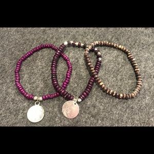 Purple Beaded Bracelet Trio